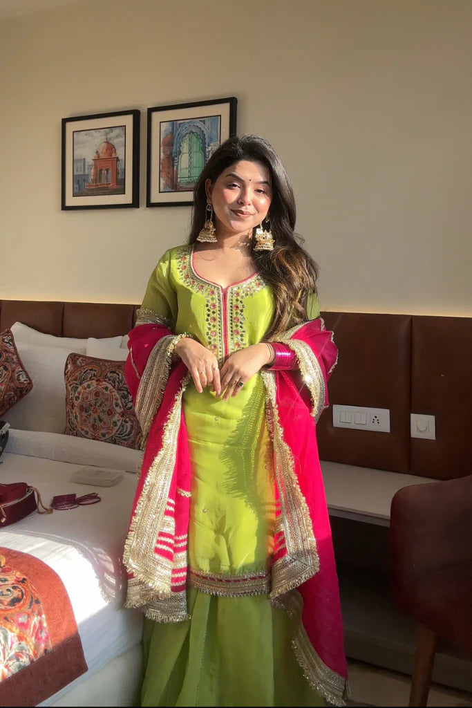 saumya neon sharara suit set