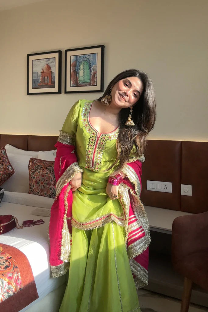 saumya neon sharara suit set