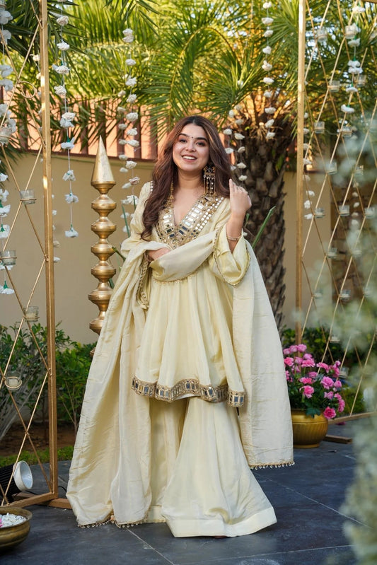 Ivory Bloom Handcrafted Festive anarkali Set