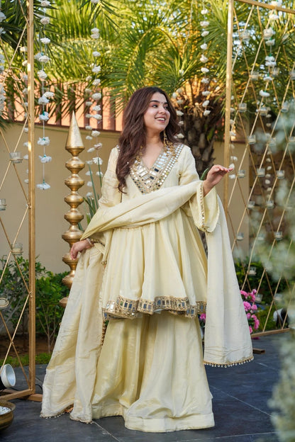 Ivory Bloom Handcrafted Festive anarkali Set