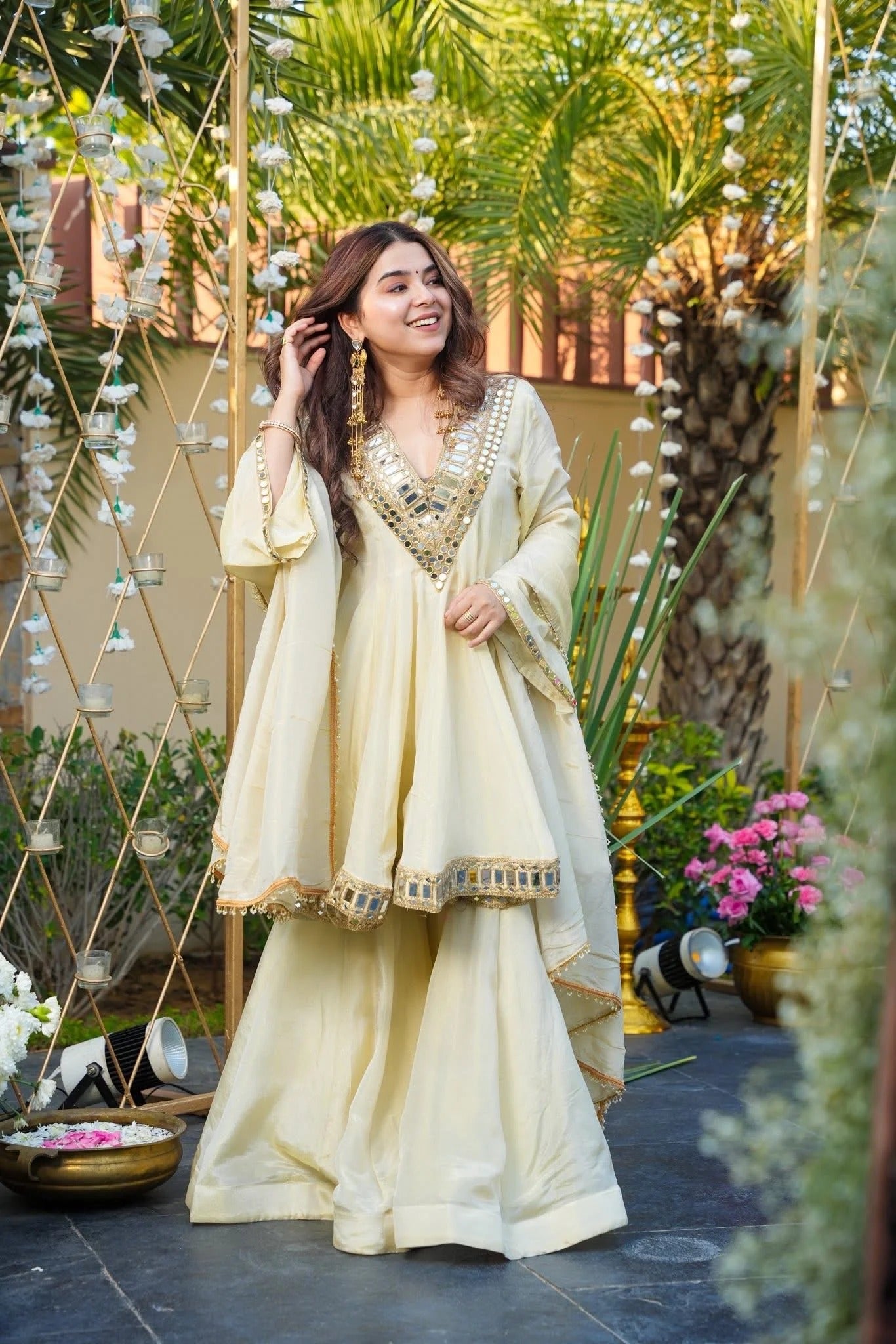 ivory bloom handcrafted festive anarkali set