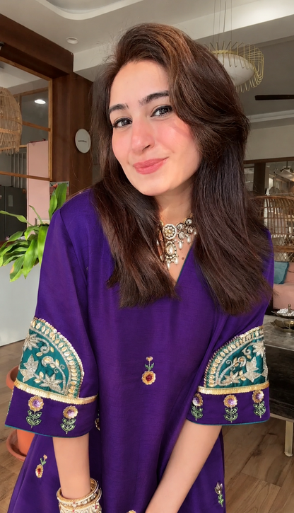 Royal Purple Handmade Kurta Pant Set for Women