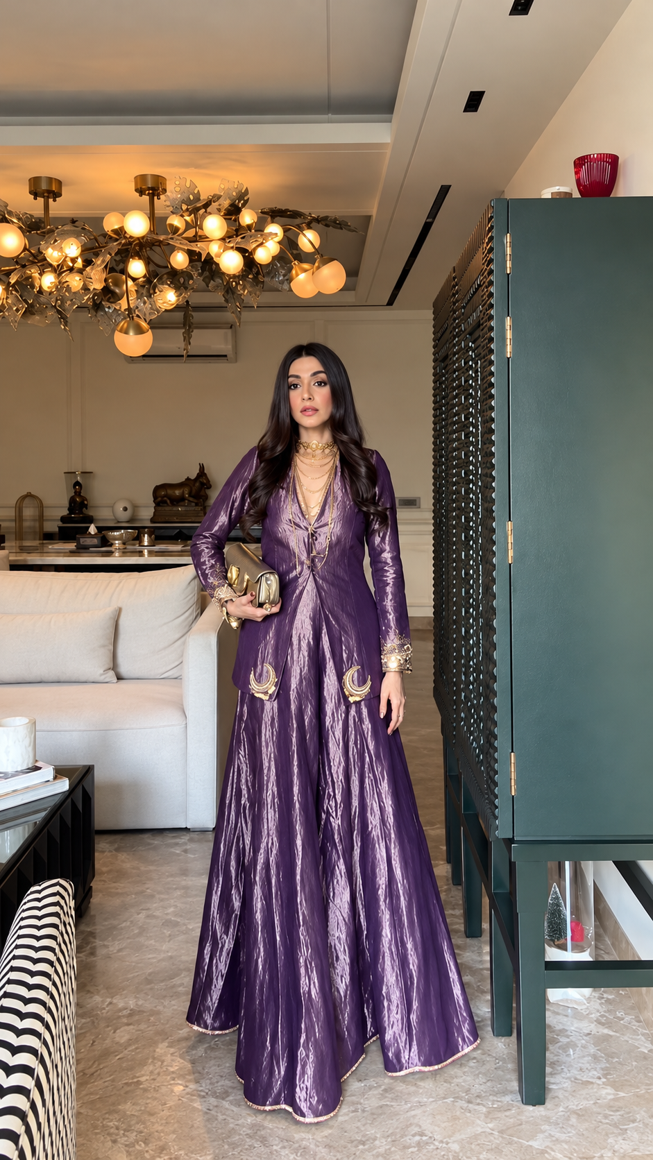mastani purple blazer sharara set