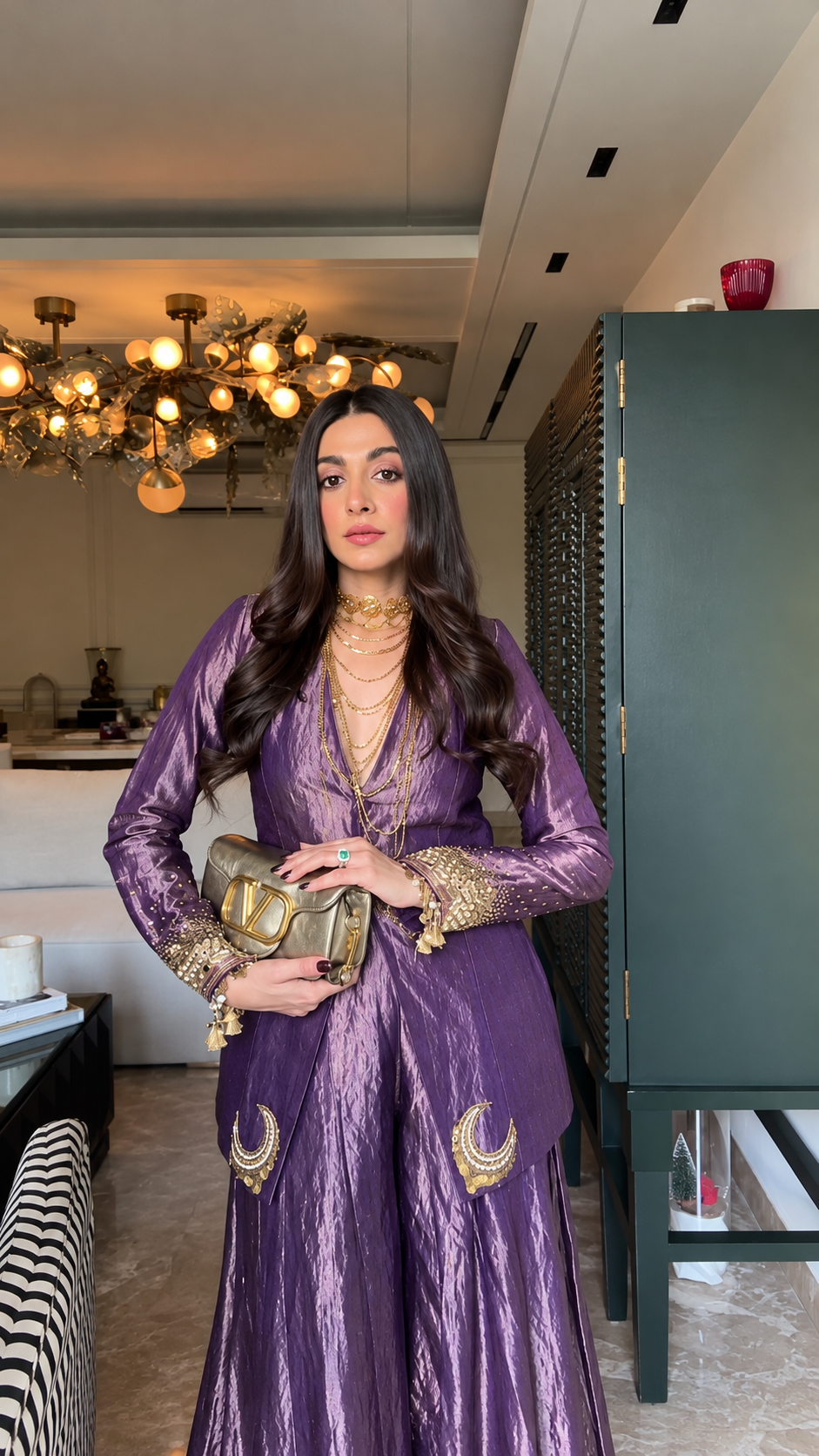 mastani purple blazer sharara set