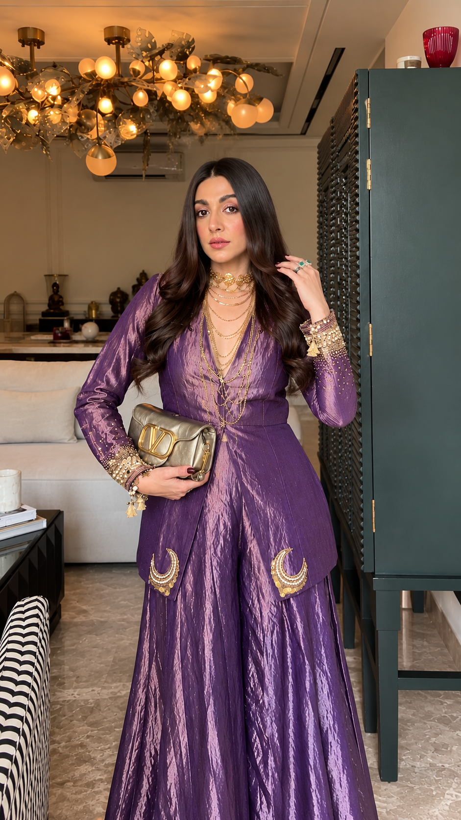 mastani purple blazer sharara set