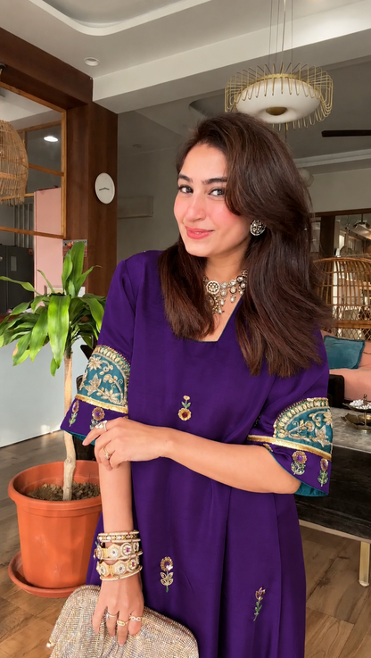 Royal Purple Handmade Kurta Pant Set for Women