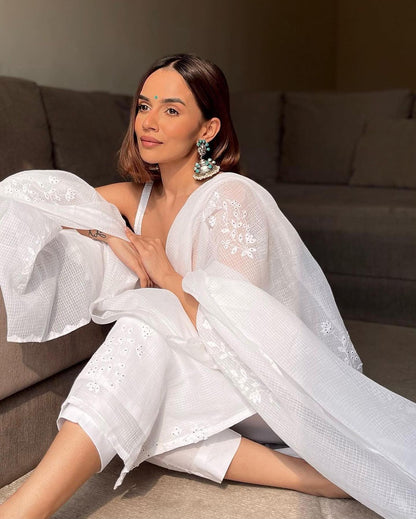 Phool Patti Kurta and Dupatta with em Work