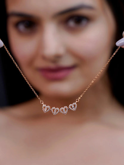 Gold Clover Pendant Necklace for Women | Floral Lucky Charm Design with CZ Diamonds | Elegant Minimal Daily Wear Jewelry