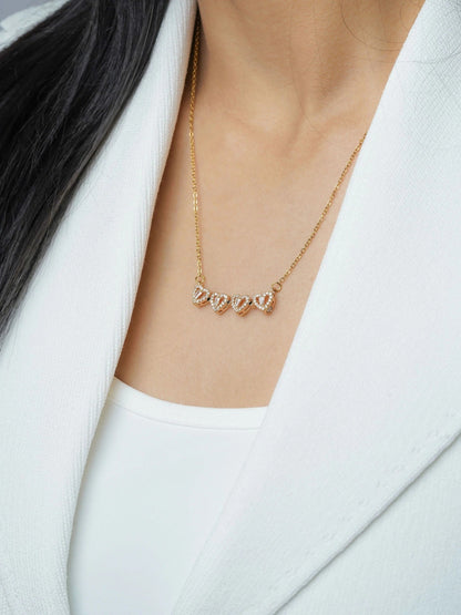 Gold Clover Pendant Necklace for Women | Floral Lucky Charm Design with CZ Diamonds | Elegant Minimal Daily Wear Jewelry