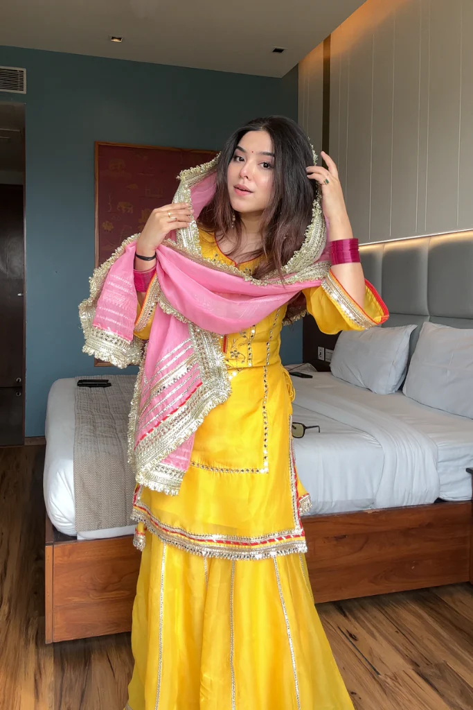naumya neon yellow sharara suit set