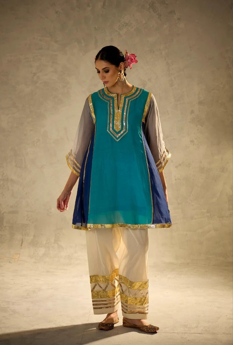 blue choga style gulabo salwar set