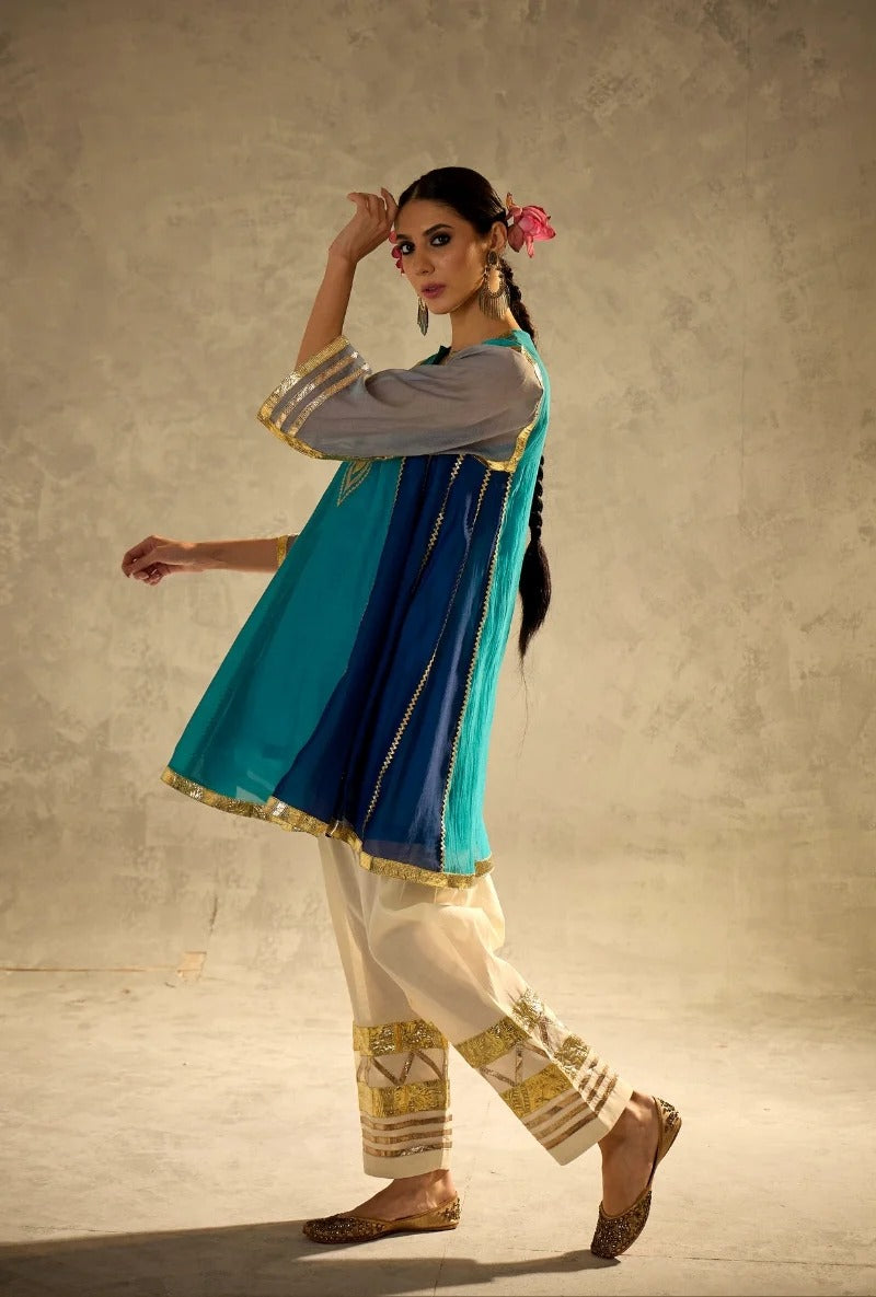 blue choga style gulabo salwar set