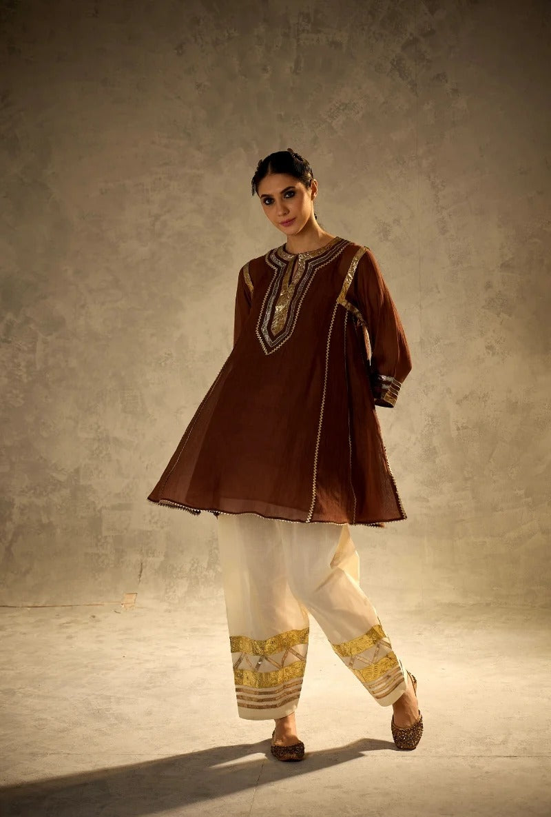 brown choga style gulabo salwar set