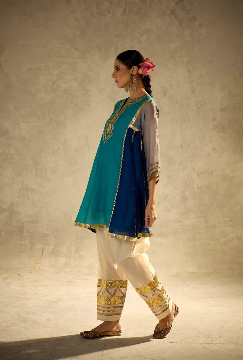 blue choga style gulabo salwar set