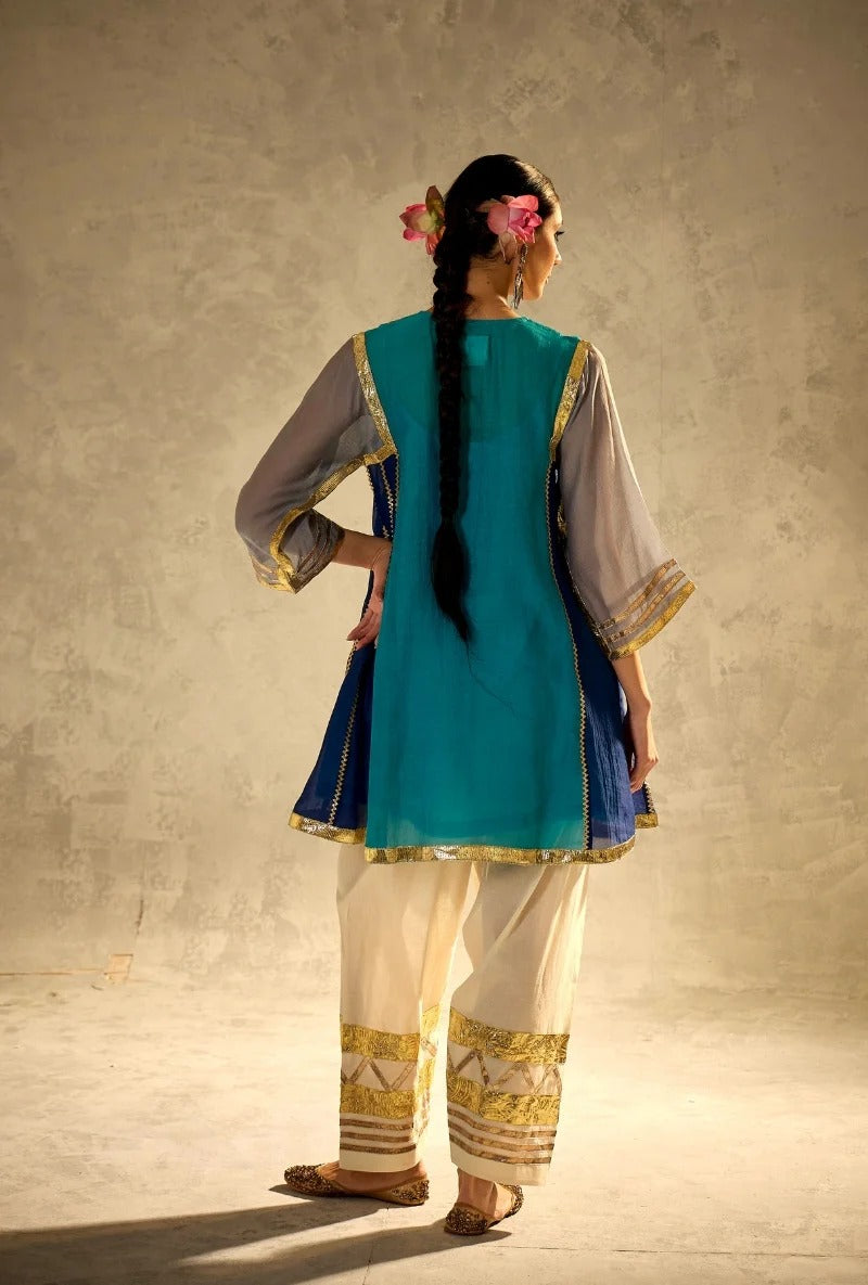 blue choga style gulabo salwar set