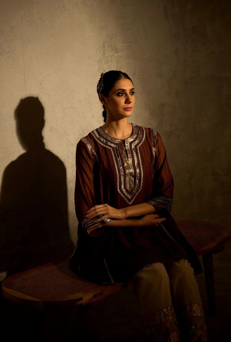 brown choga style gulabo salwar set