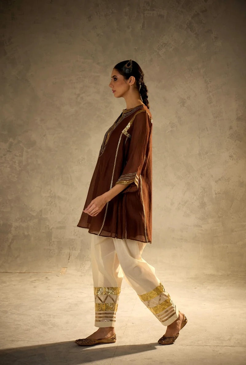 brown choga style gulabo salwar set