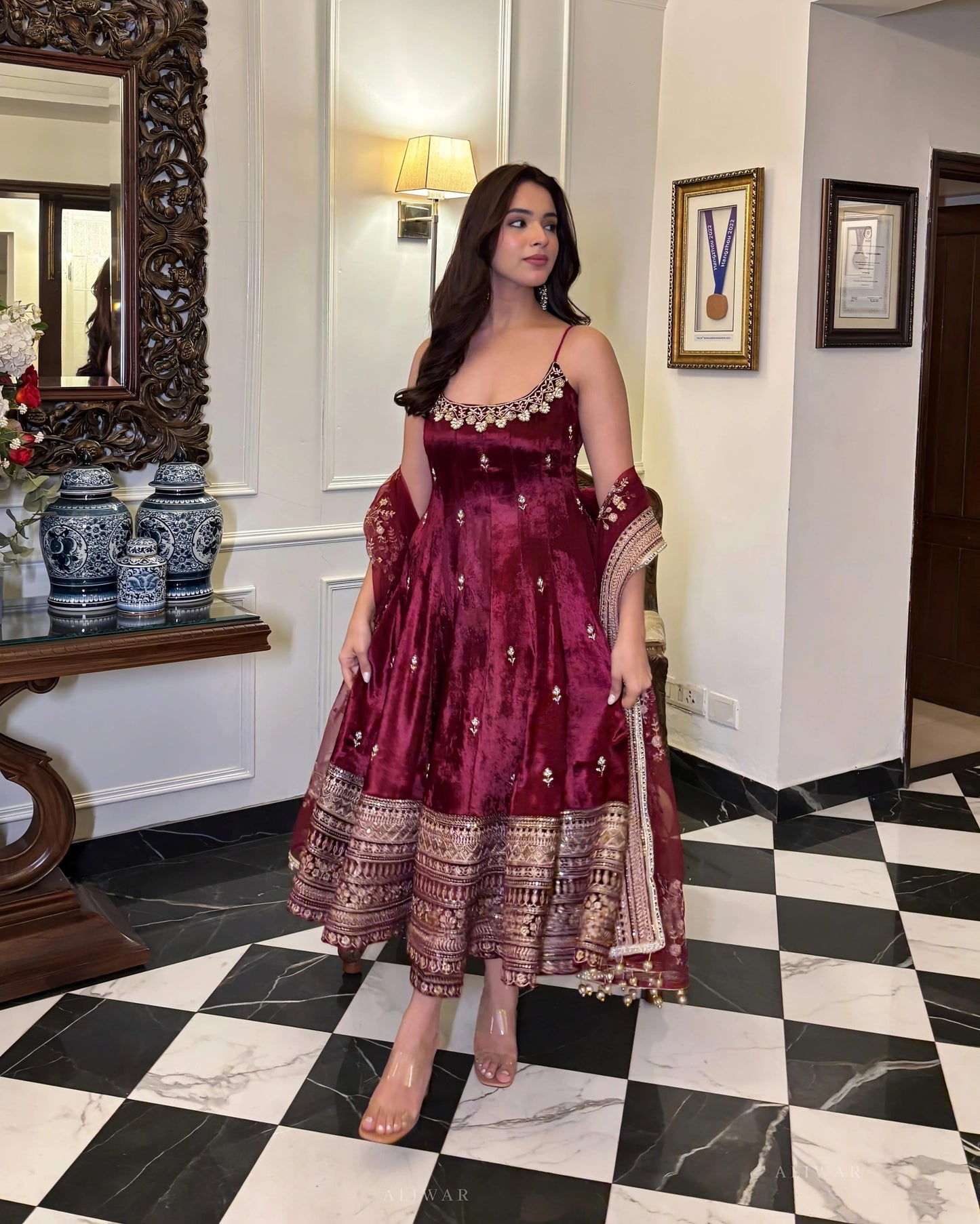 alveera premium quality anarkali suit set with color