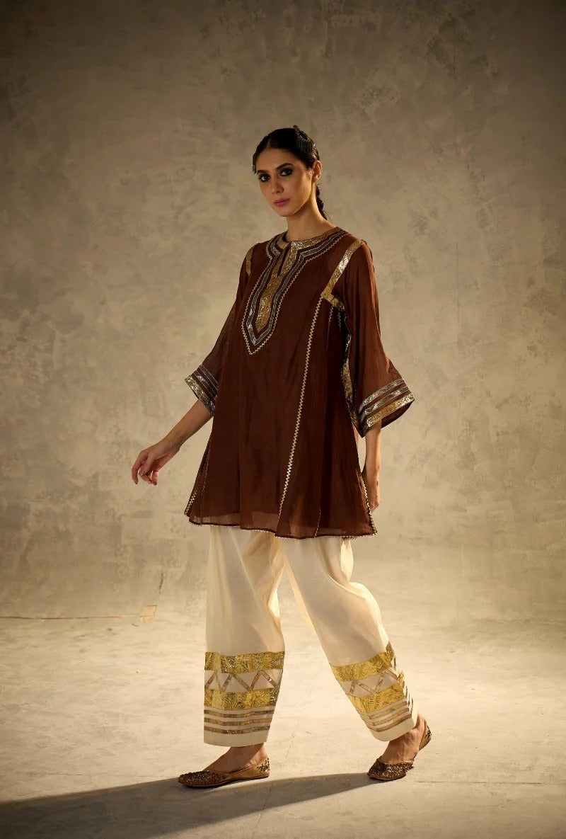brown choga style gulabo salwar set