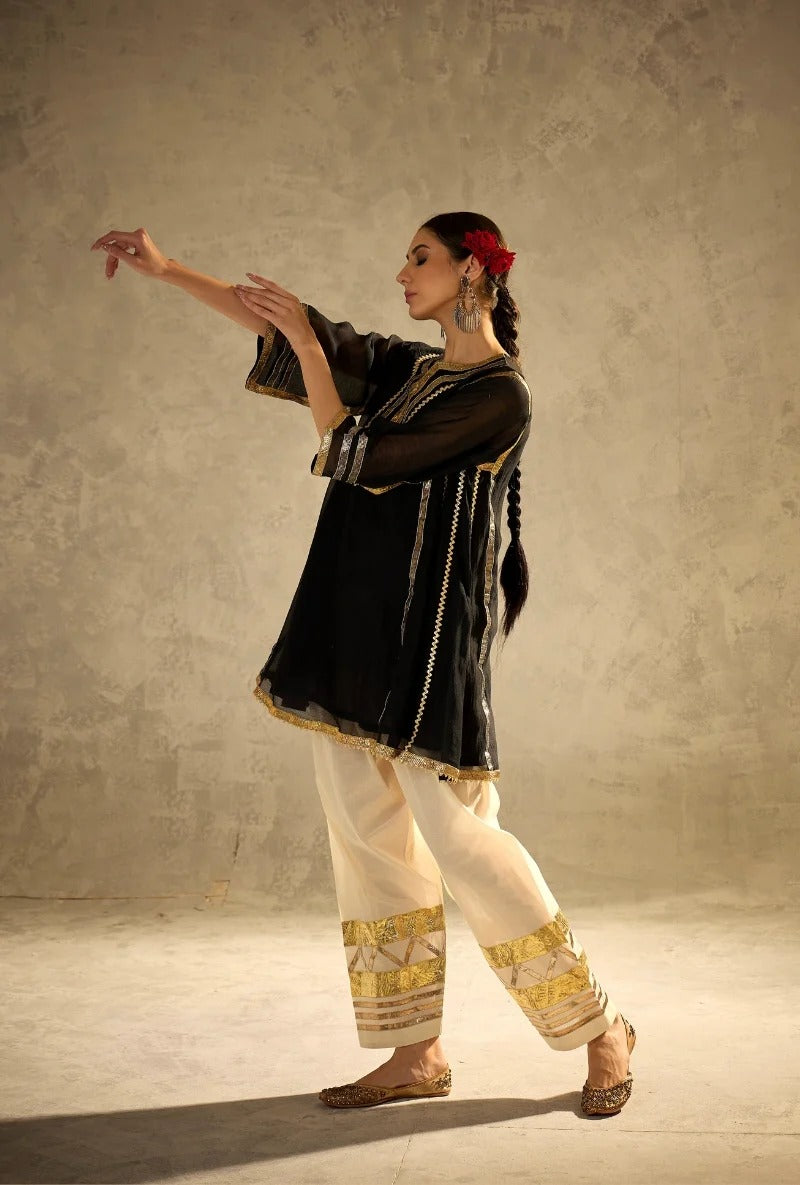 black choga style gulabo salwar set