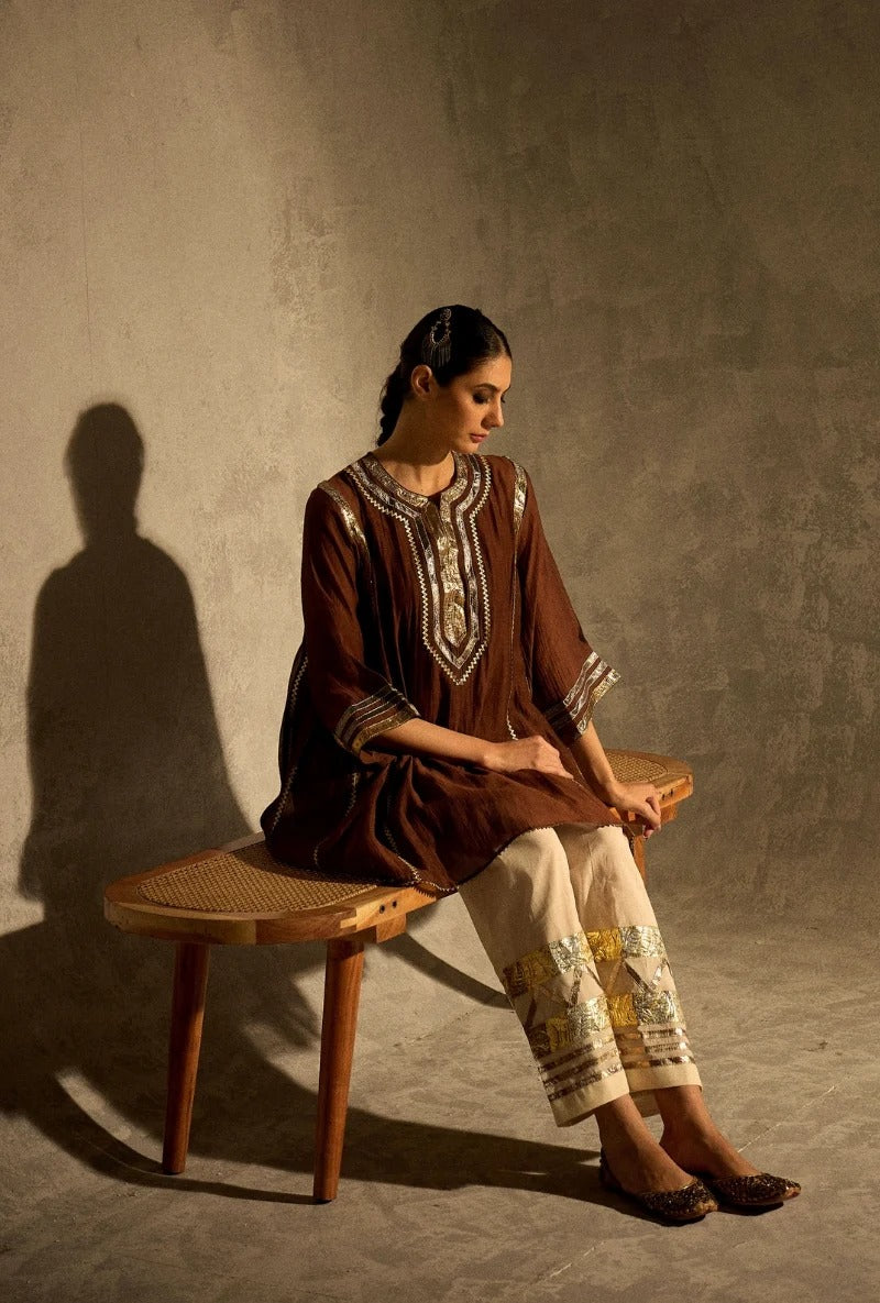 brown choga style gulabo salwar set