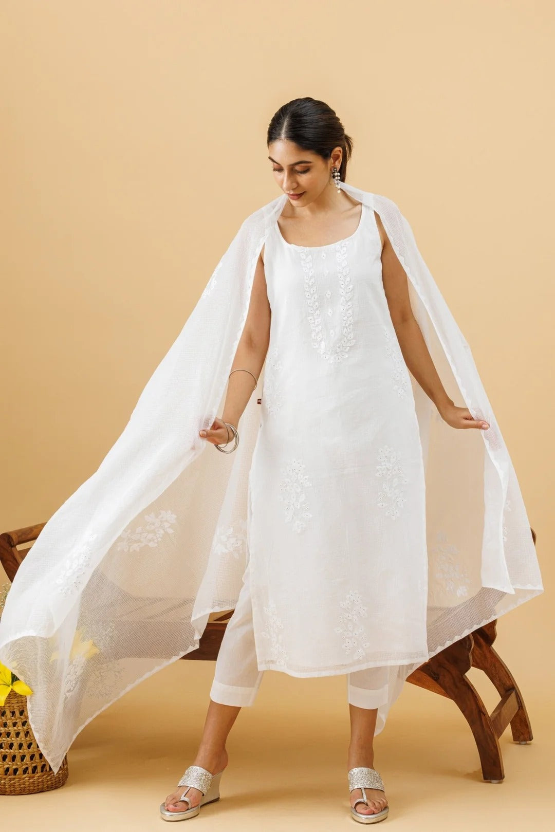 phool patti kurta and dupatta with em work
