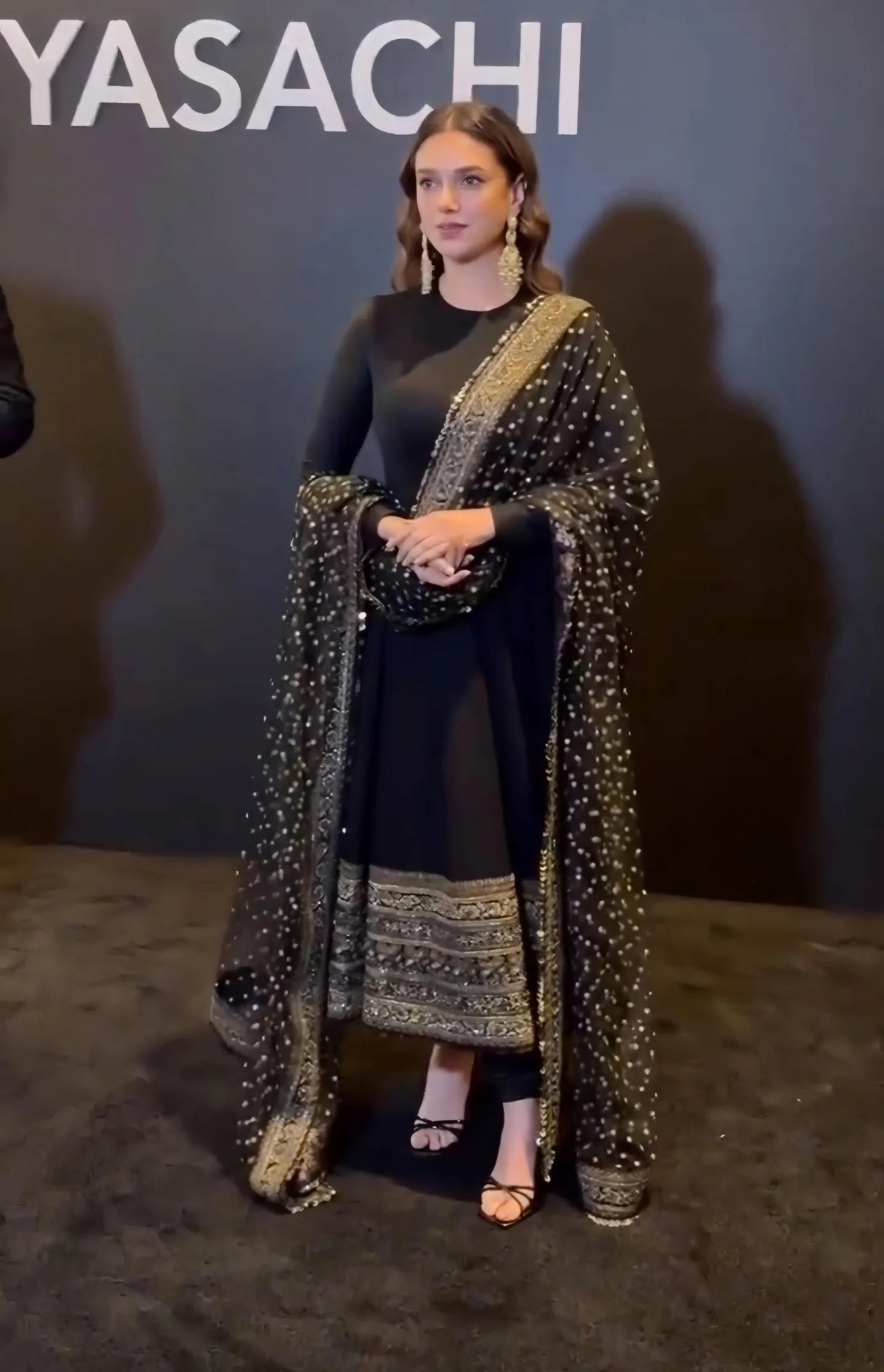 aditi premium black anarkali suit set