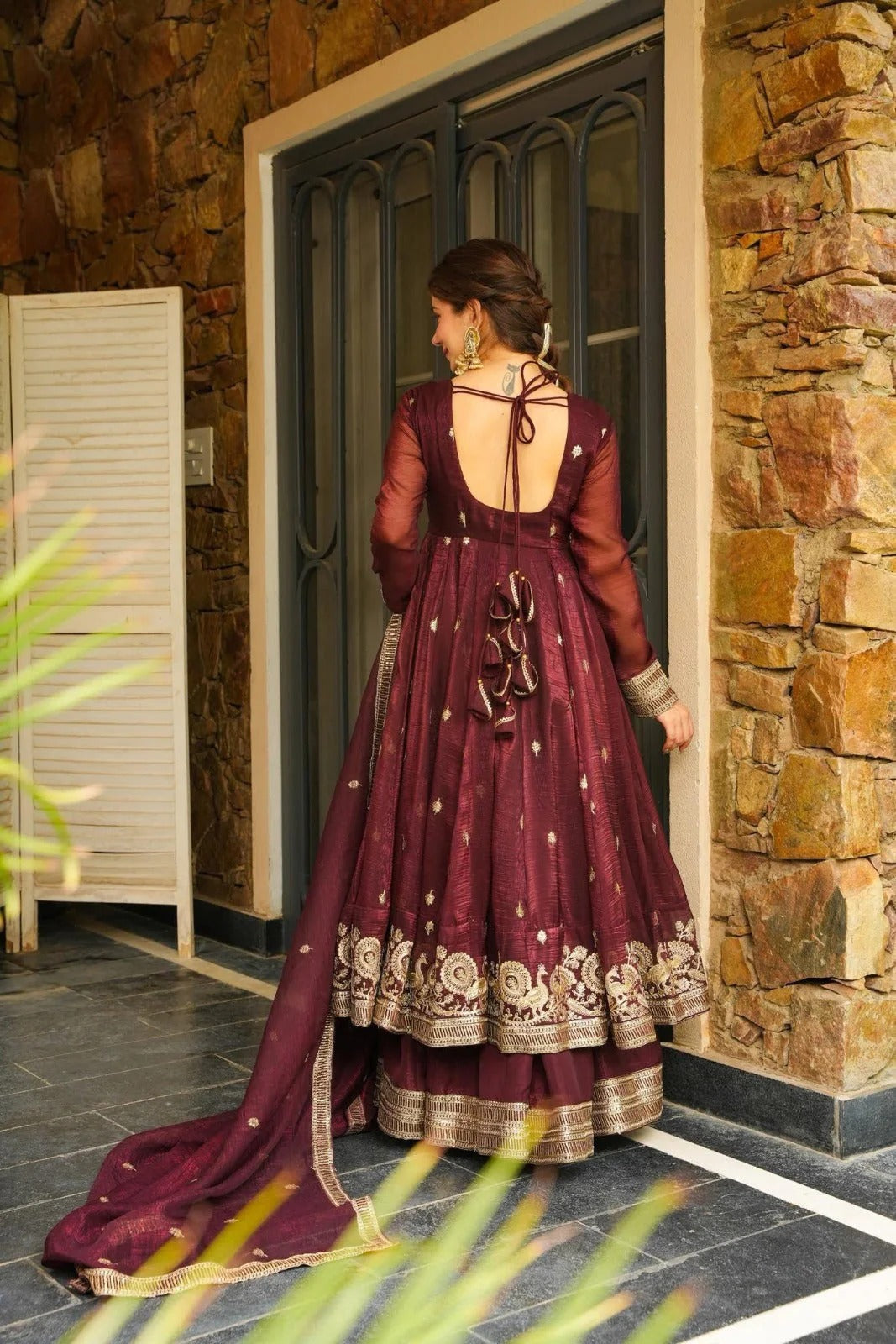 azira maroon color premium anarkali suit set