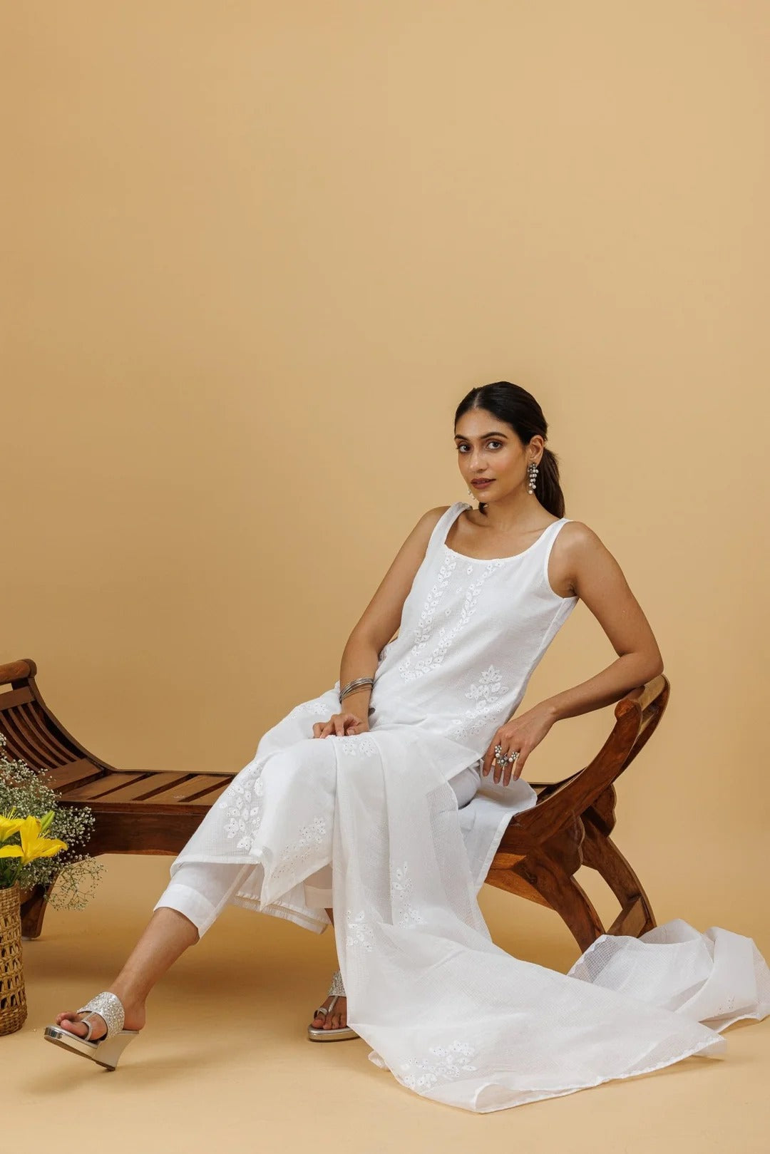 phool patti kurta and dupatta with em work