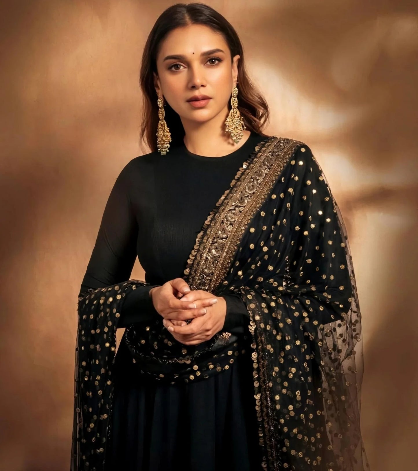 aditi premium black anarkali suit set