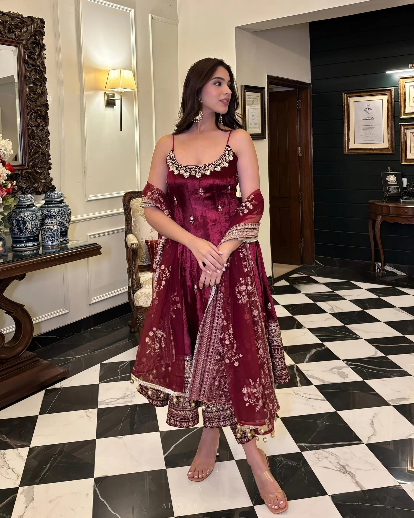 alveera premium quality anarkali suit set with color