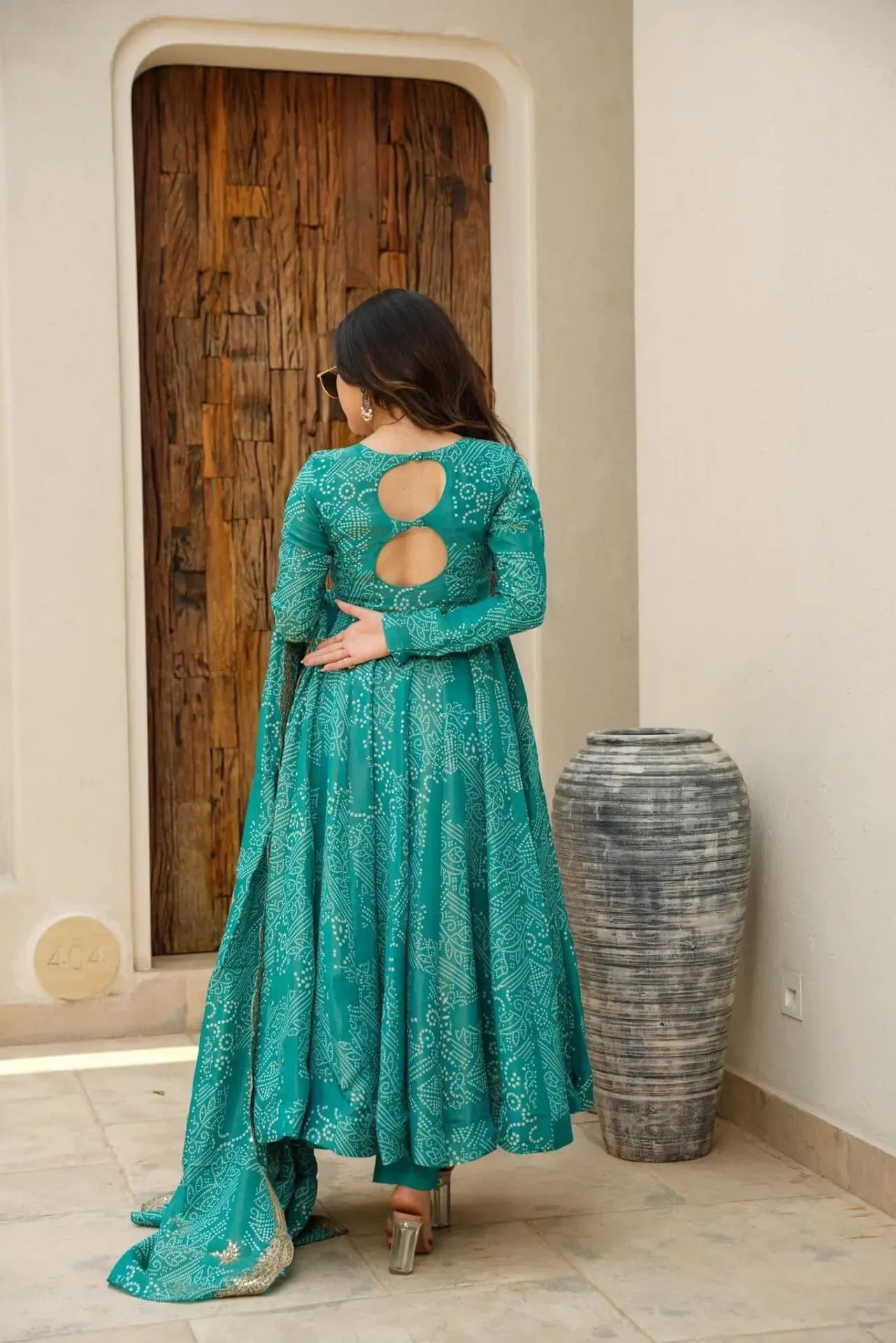 magic green coloured anarkali suit