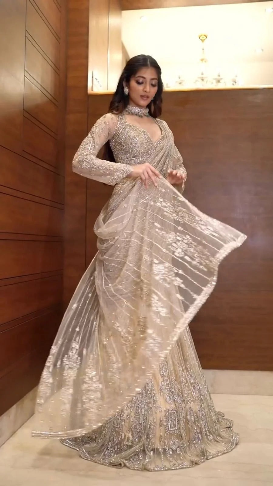 swarovski sheen ready to wear saree