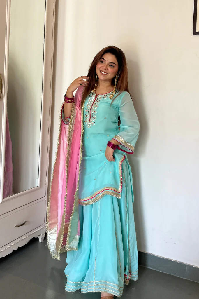 kaumya neon elegant sharara suit set