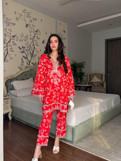 Ruby Bloom Premium Cotton Co-Ord Set for Women | Ready to Wear 2 Pcs
