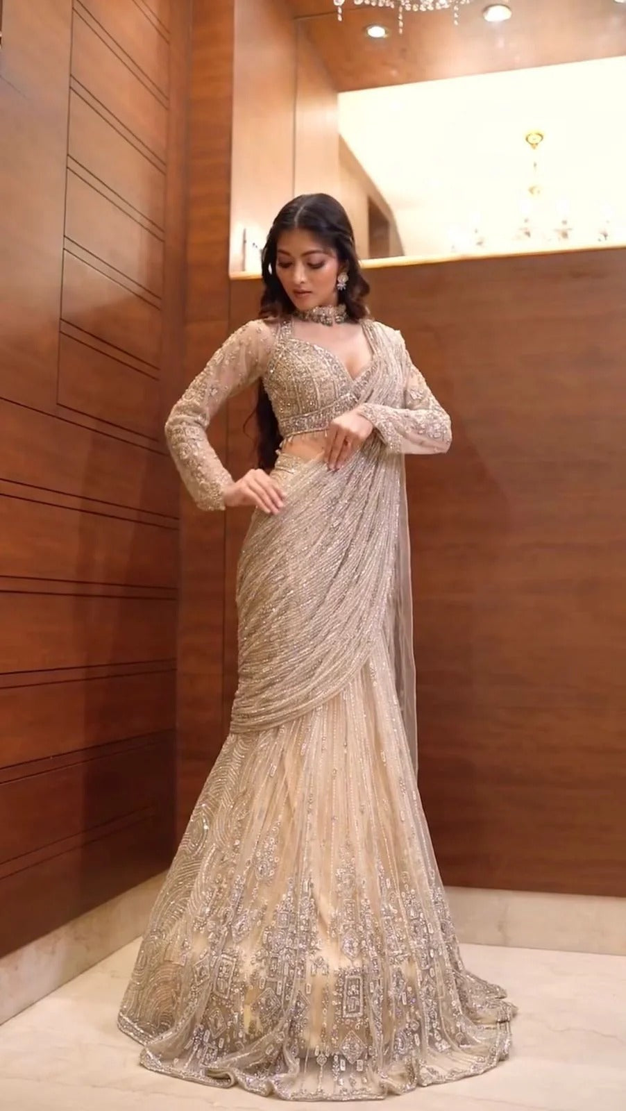 swarovski sheen ready to wear saree