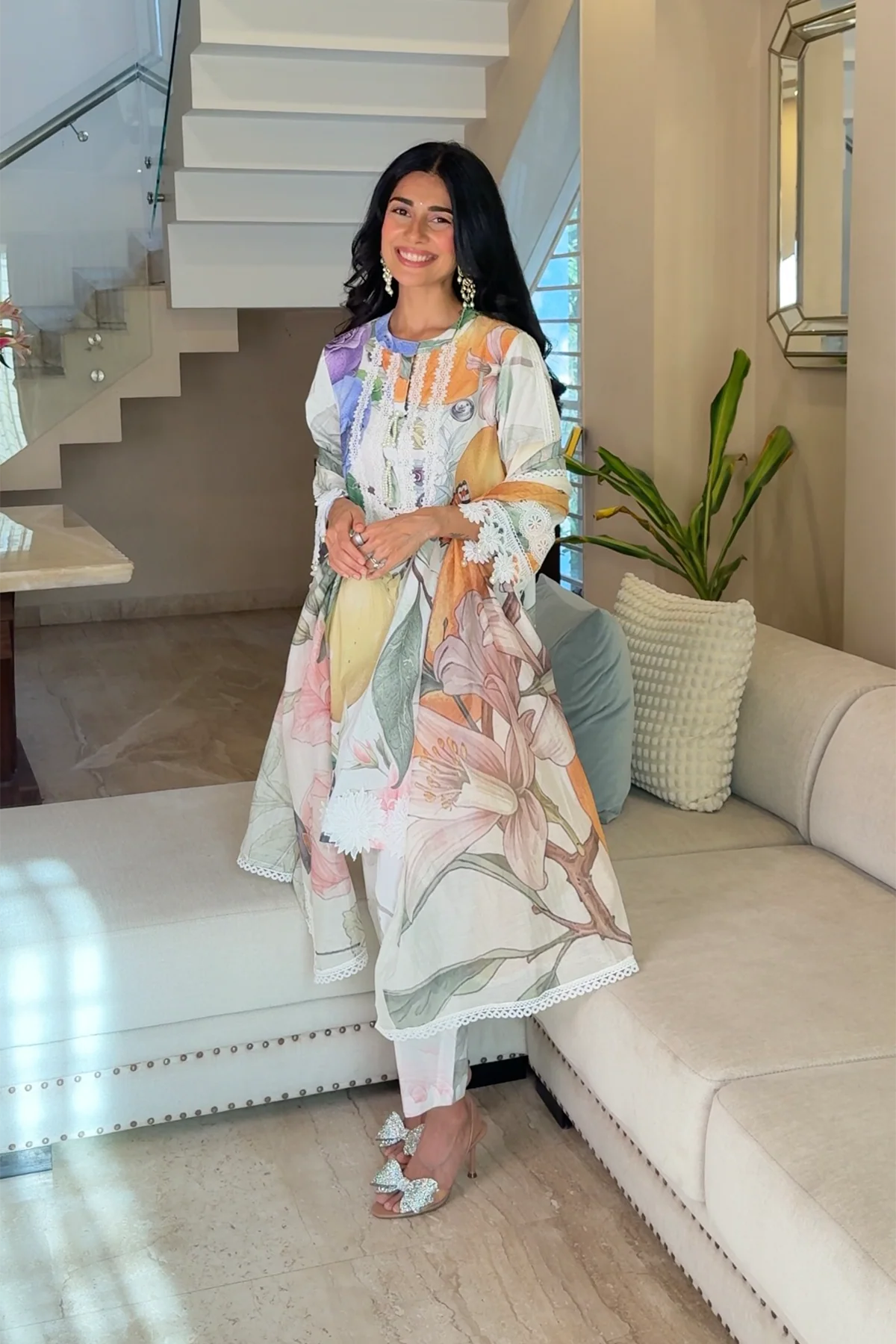 premium floral & fruit print cotton suit set