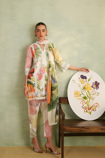 Luxury Fruit Orchard Floral Print Cotton Suit Set for Women