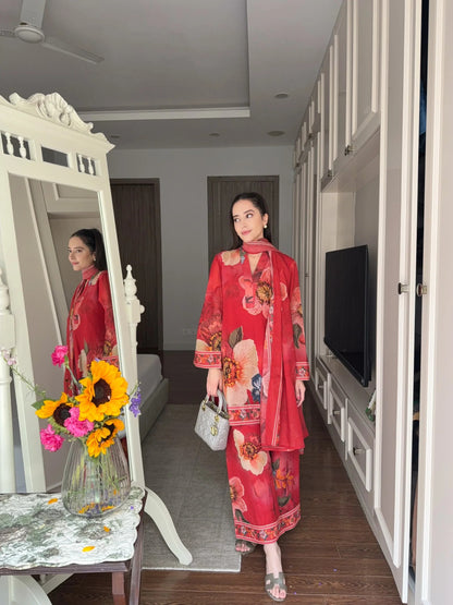 Coral Red Suit Set