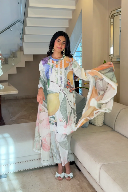 Premium Floral & Fruit Print Cotton Suit Set