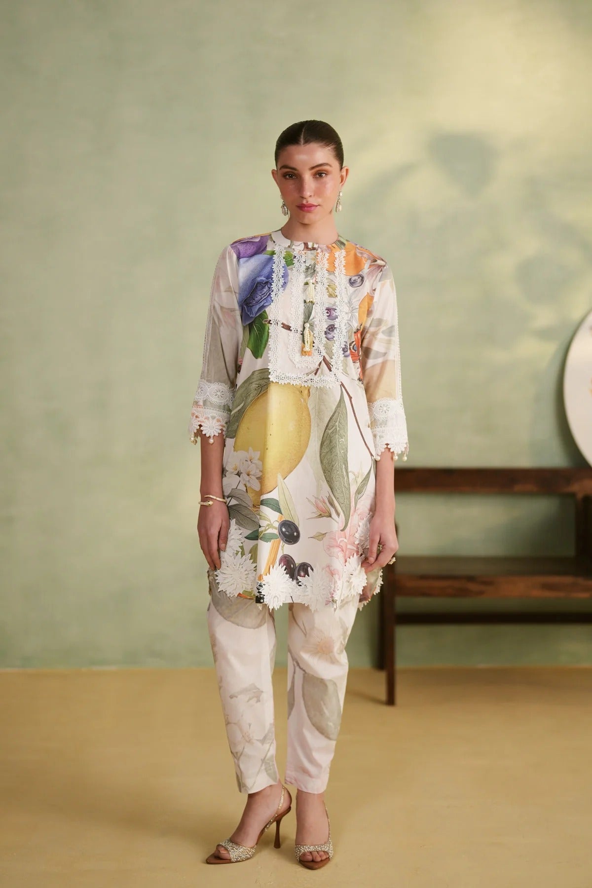 premium floral & fruit print cotton suit set
