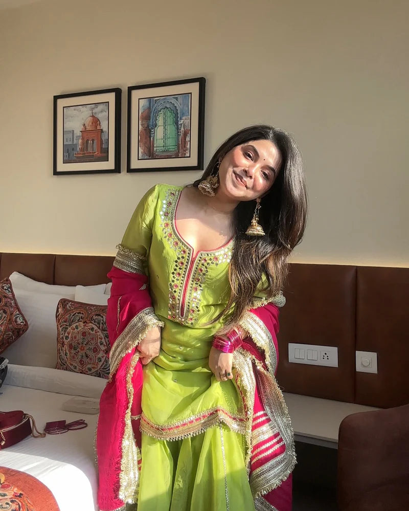 saumya neon sharara suit set