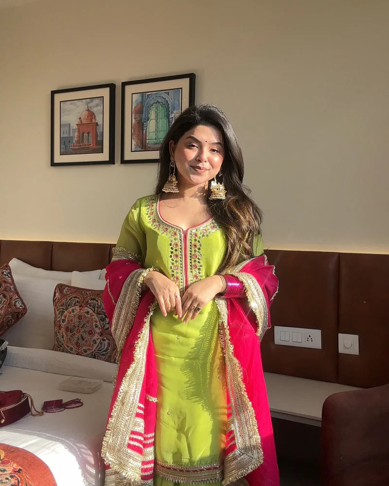 saumya neon sharara suit set