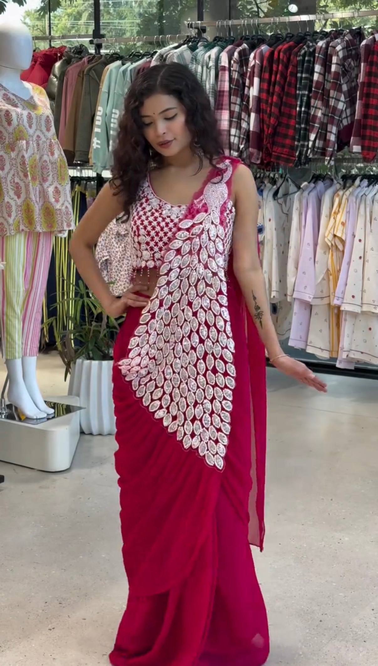 ruby radiance georgette ready to wear saree