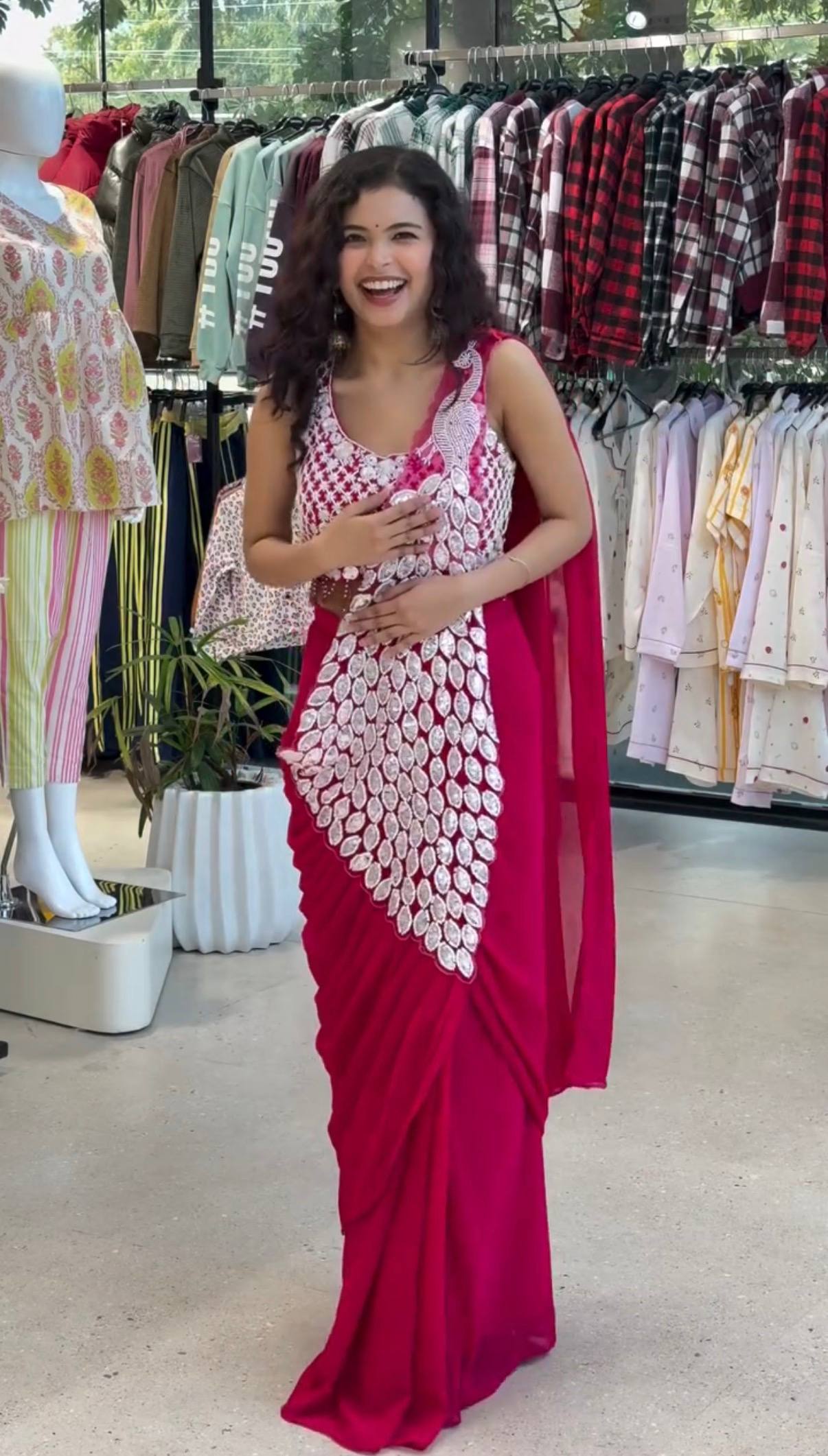 ruby radiance georgette ready to wear saree