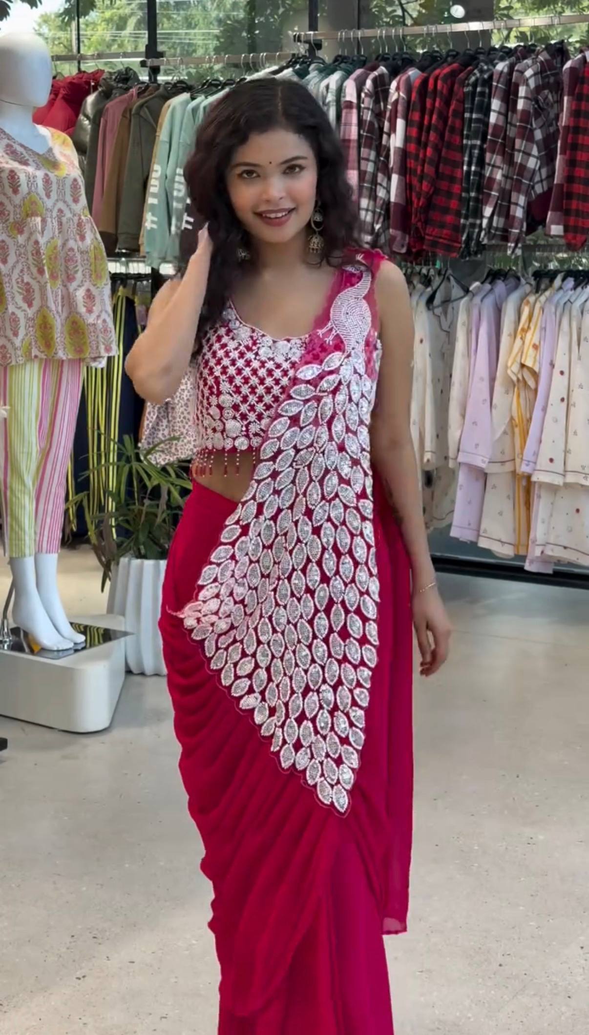 ruby radiance georgette ready to wear saree