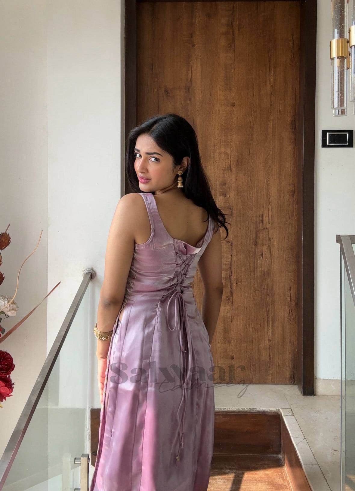 pink floral silk embroidered kurta set