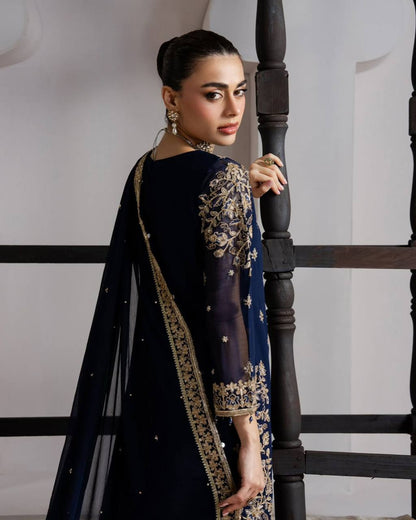 Blue Pakistani Silk Embroidered Kurta Set