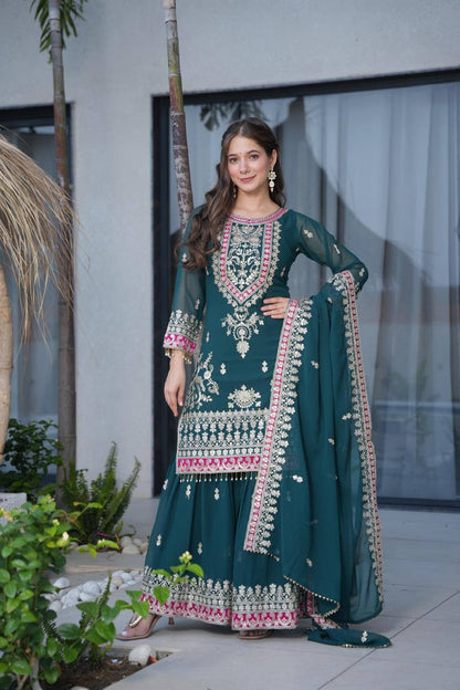 Premium Zari Work Green Traditional Suit for Women