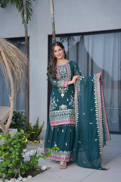 Premium Zari Work Green Traditional Suit for Women